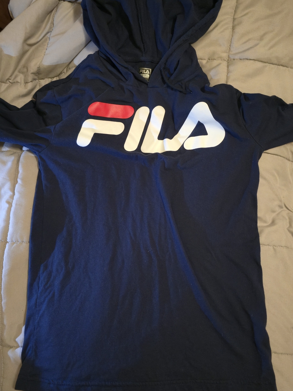 Fila Navy Pullover Hoodie with White Logo Patch